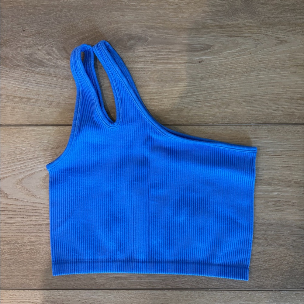 Aerie Offline Blue One-Shoulder Cropped Tank